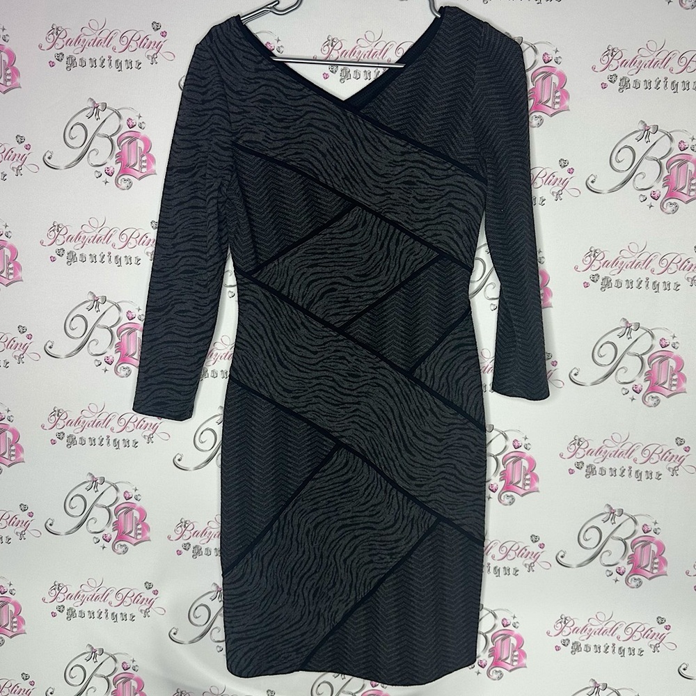 Bcbgmaxazria dress patch pattern stripe Elegant Black Patterned Dress bodycon